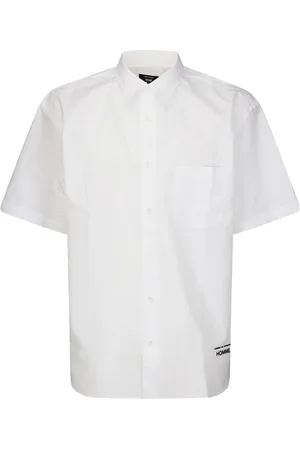 Comme des Garçons Skjorte, Herre, Hvid, M, Uld, Hvid Skjorte med Logo Broderi