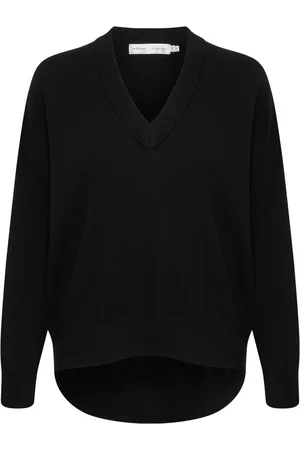 INWEAR Strik, Dame, Sort, XL, Bomuld, V-hals strikket sweater