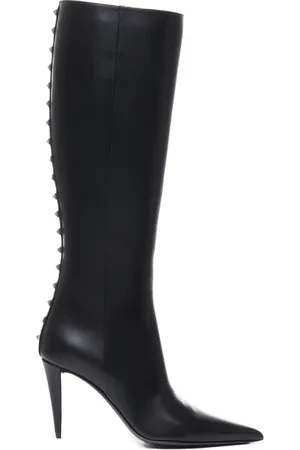 VALENTINO GARAVANI Sko, Dame, Sort, 39 EU, Uld, Rockstud Pointed Toe Støvler