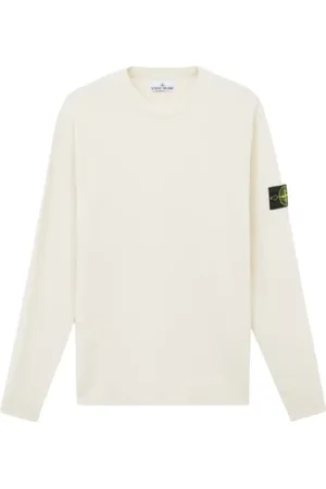Stone Island Strik, Herre, Hvid, XL, Uld, Crewneck Uld Sweater