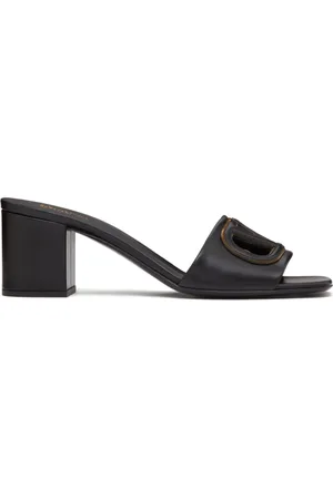 VALENTINO GARAVANI Sko, Dame, Sort, 38 EU, Læder, VLogo Signature Heeled Mules
