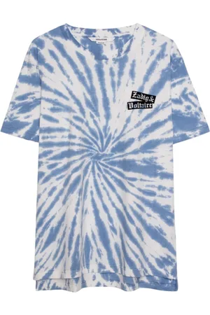 Zadig & Voltaire Top, Herre, Blå, XL, Bomuld, Tobias Dalmatia Tie Dye Bomulds T-shirt
