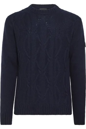 Peuterey Sweathshirts & Hoodies, Herre, Blå, S, Uld, Blå sweater i uldblanding med kabelstrik