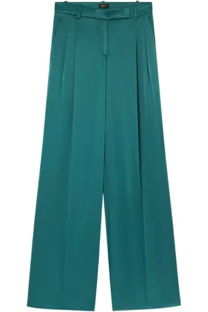 Pinko Bukser, Dame, Grøn, S, Satin, Laon Wide-Leg Bukser