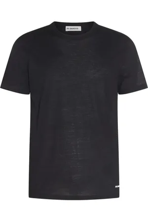 Jil Sander Top, Herre, Sort, XS, Bomuld, Logo Trykt Crewneck T-shirt