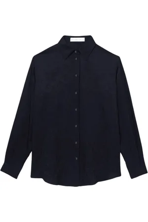 Proenza Schouler Bluser & Skjorter, Dame, Sort, S, Uld, Crinkled Flou Hall Skjorte