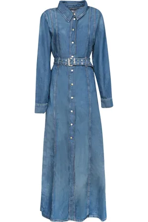 Ganni Kjole, Dame, Blå, S, Denim, Blå Denim Kjole med Metal Detaljer