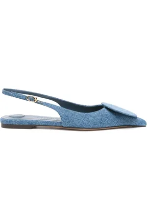 Jacquemus Sko, Dame, Blå, 40 EU, Denim, Blå Denim Slingback Ballerinaer