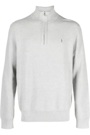 Ralph Lauren Strik, Herre, Grå, 2XL, Bomuld, Casual Grå Bomulds Langærmet Pullover
