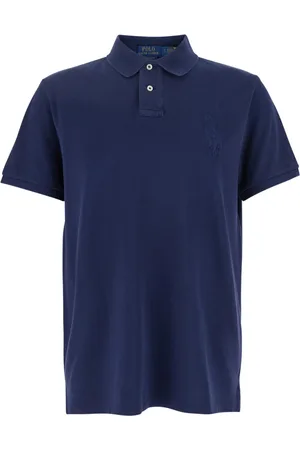 Ralph Lauren Top, Herre, Blå, M, Bomuld, Blå Polo Shirt med Stor Pony