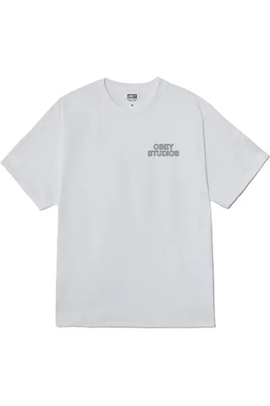 Obey Top, Herre, Hvid, S, Bomuld, Studiepalet Grafisk T-shirt Hvid