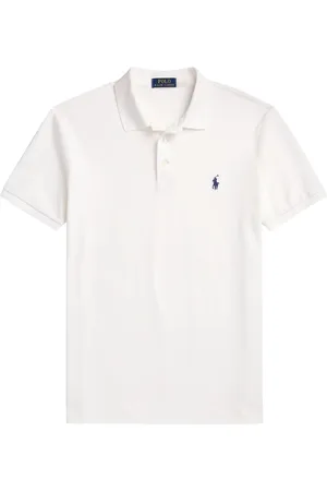 Ralph Lauren Top, Herre, Hvid, S, Bomuld, Stretch Cotton Mesh Slim Fit Polo