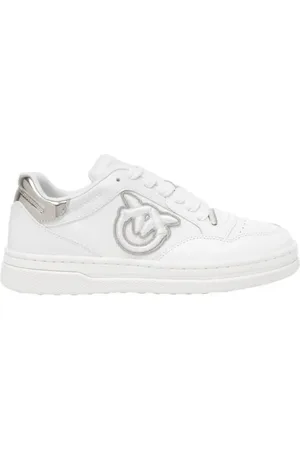 Pinko Sko, Dame, Hvid, 38 EU, Læder, Læder Sneakers med Love Birds Logo