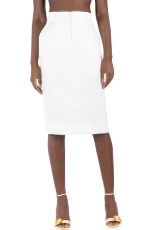 Jacquemus Nederdel, Dame, Hvid, L, Bomuld, Hvid Midi Nederdel med Udskæring