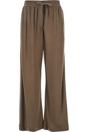 Brunello Cucinelli Bukser, Dame, Brun, M, Bomuld, Brun Bomuld Silke Jogger Bukser
