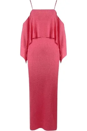 Tom Ford Kjole, Dame, Lyserød, XS, Uld, Spaghetti Strap Ruffled Maxi Kjole
