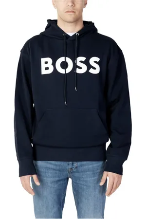 HUGO BOSS Sweathshirts & Hoodies, Herre, Blå, XL, Bomuld, Blå Ensfarvet Langærmet Hættetrøje