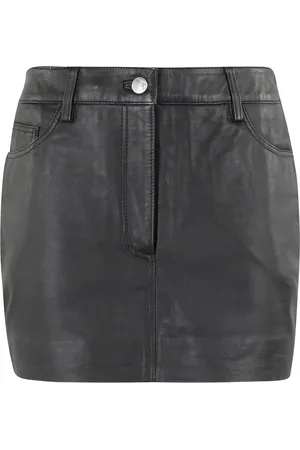 REMAIN Birger Christensen Nederdel, Dame, Sort, XS, Læder, Sort Læder Mini Nederdel