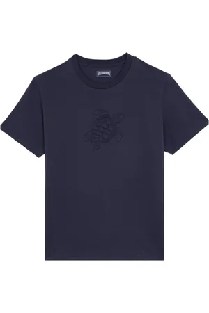Vilebrequin Top, Herre, Blå, 2XL, Bomuld, T-shirt i bomuld med farvekoordineret skildpaddes broderi til mænd