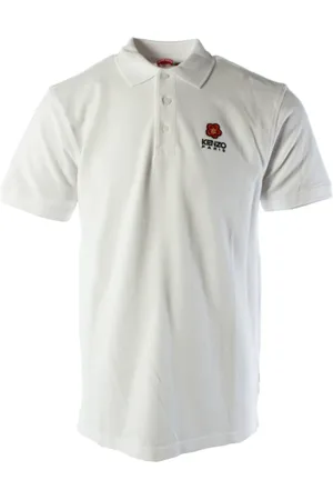 Kenzo Top, Herre, Hvid, L, Bomuld, Klassisk Polo Shirt med Blomster Crest