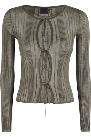Pinko Strik, Dame, Grøn, M, Bomuld, Grøn militærstil langærmet top