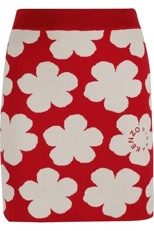 Kenzo Nederdel, Dame, Rød, M, Farverig Jacquard Mini Nederdel
