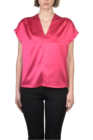 Pinko Bluser & Skjorter, Dame, Lyserød, XS, Satin, Breve Satin Bluse