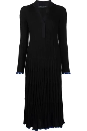 Proenza Schouler Kjole, Dame, Sort, L, Cashmere, Silke Cashmere Midi Kjole