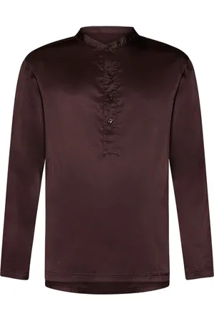 Tom Ford Top, Herre, Brun, L, Brun Silke Henley Top