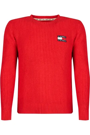 Tommy Hilfiger Strik, Herre, Rød, 2XL, Uld, Hyggelig Rundhalset Sweater