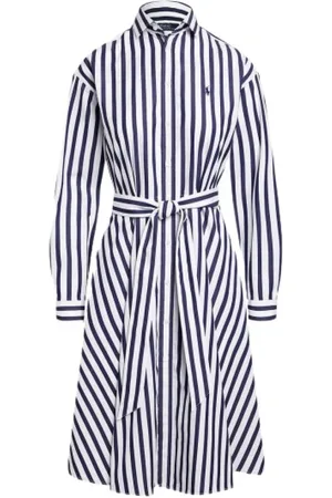 Ralph Lauren Kjole, Dame, Blå, 3XS, Bomuld, Stribet bomuldsskjortekjole