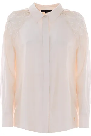 Kocca Bluser & Skjorter, Dame, Hvid, XL, Uld, Smock Skjorte med Skulderdetaljer