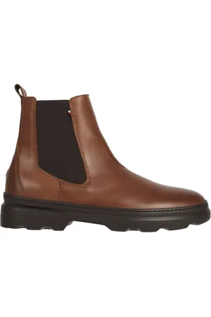 Tommy Hilfiger Sko, Herre, Brun, 43 EU, Læder, Vinter Cognac Comfort Chelsea Støvletter