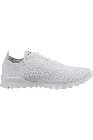 Kiton Sko, Herre, Hvid, 43 1/2 EU, Bomuld, Hvide Strikkede Løbe Fit Sneakers