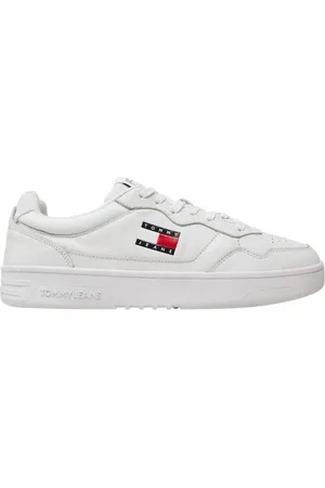 Tommy Hilfiger Sko, Herre, Hvid, 42 EU, Læder, Leather Logo Cupsole Trainers