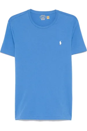 Ralph Lauren Top, Herre, Blå, L, Bomuld, Broderet Slim Fit Bomulds T-shirt