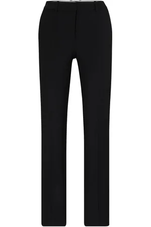 HUGO BOSS Bukser, Dame, Sort, L, Uld, Clic Bukser med Foldet Kant