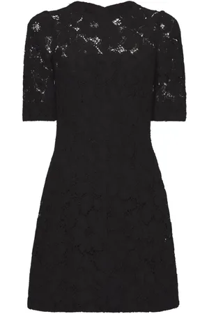 Proenza Schouler Kjole, Dame, Sort, M, Polyester, Sort Mini Kjole med Sorte Blonder
