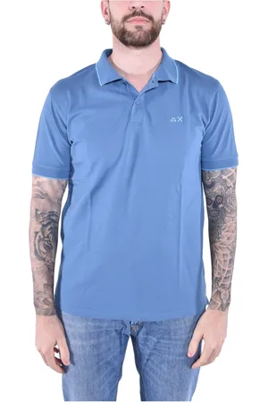 sun68 Top, Herre, Blå, 3XL, Bomuld, Stribet Krave Polo Korte Ærmer