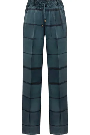 Kiton Bukser, Dame, Grå, S, Uld, Silke Bukser med Snøre og Geometrisk Print