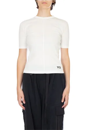 Y-3 Top, Dame, Hvid, M, Bomuld, Fitted Kortærmet T-shirt