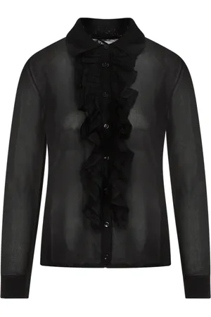 Tom Ford Bluser & Skjorter, Dame, Sort, S, Uld, Ruffle Knit Shirt