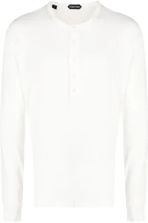 Tom Ford Top, Herre, Hvid, L, Bomuld, Langærmet T-shirt med knapper