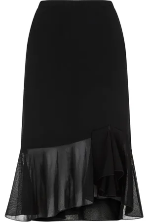 Tom Ford Nederdel, Dame, Sort, M, Sort, flæsebesat nederdel med transparente detaljer
