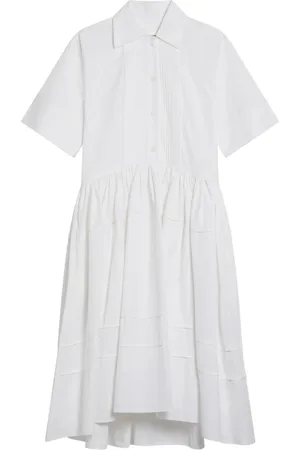Jil Sander Kjole, Dame, Hvid, S, Bomuld, Flared Midi Sommerkjole