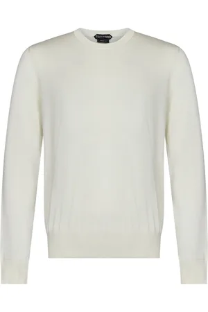 Tom Ford Strik, Herre, Hvid, 2XL, Bomuld, Crewneck Sweater