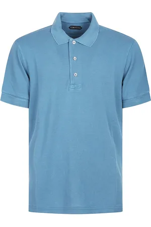 Tom Ford Top, Herre, Blå, XL, Kortærmet Polo Tennisskjorte
