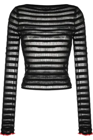 Proenza Schouler Top, Dame, Sort, S, Sheer Stripe Casual Sweater