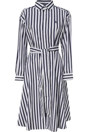 Ralph Lauren Kjole, Dame, Flerfarvet, S, Bomuld, Stribet Poplin Skjortekjole Midi