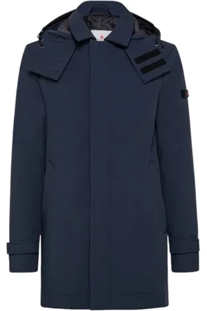 Peuterey Jakke, Herre, Blå, XL, Uld, Trenchcoat med aftagelig hætte